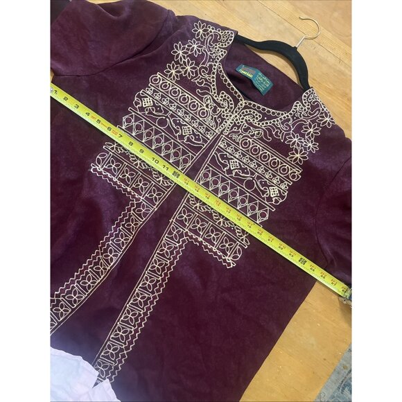 Zahrat Al Madain Burgandy Embroidered Kaftan Long Modest Sz L/XL - Picture 6 of 11